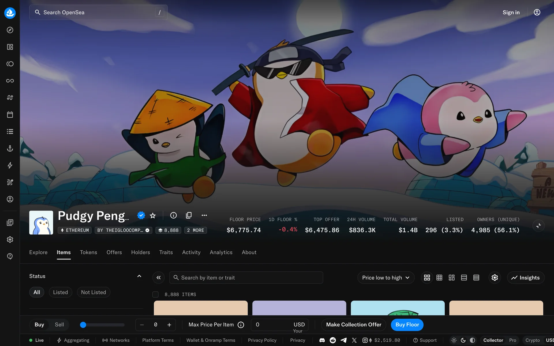 Pudgy Penguins collection, Collector mode: the art up top