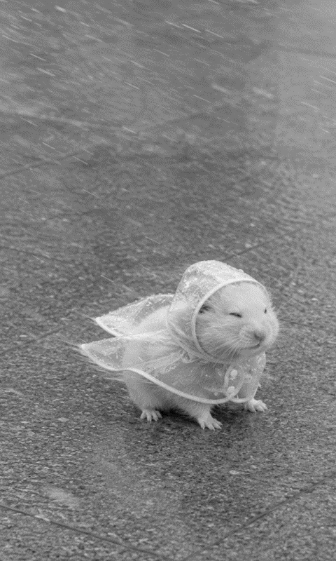 Hamster in the rain